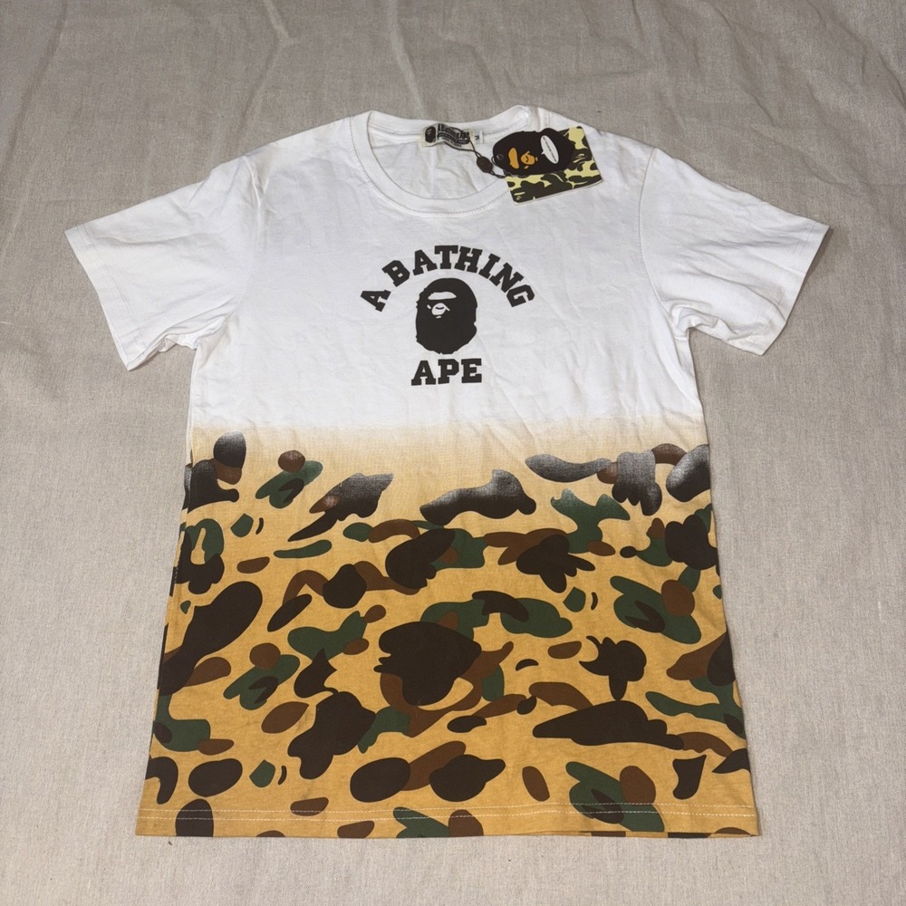 NWT Bathing Ape‎ Bape tiger camo white T-shirt Woman's Medium Men's Small-XS